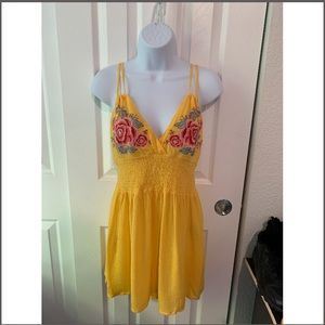 Forever 21 Yellow Floral Embroidered Romper